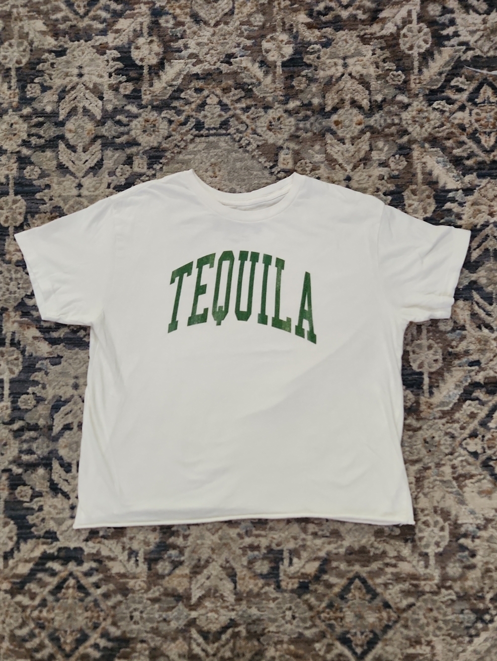 The Original retro brand Cream Graphic Tee with Green TEQUILA Print